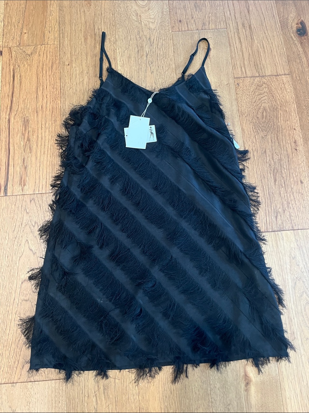 Angel Black Fringe Slip Dress
